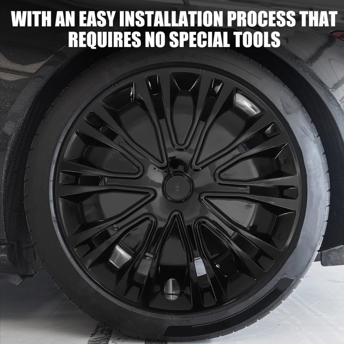 Car Wheel Trim Hubcap 15 Inch Black Universal Plastic Hub Cap Cover Spoke Clip