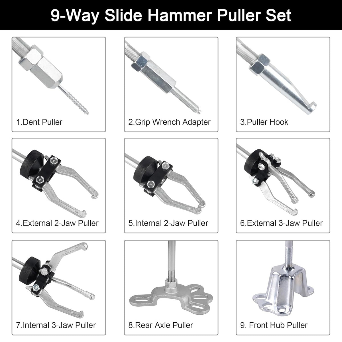 Wheel Bearing Puller Set 17pc Slide Hammer Hub Axle Gear Seal Removal Tool Case