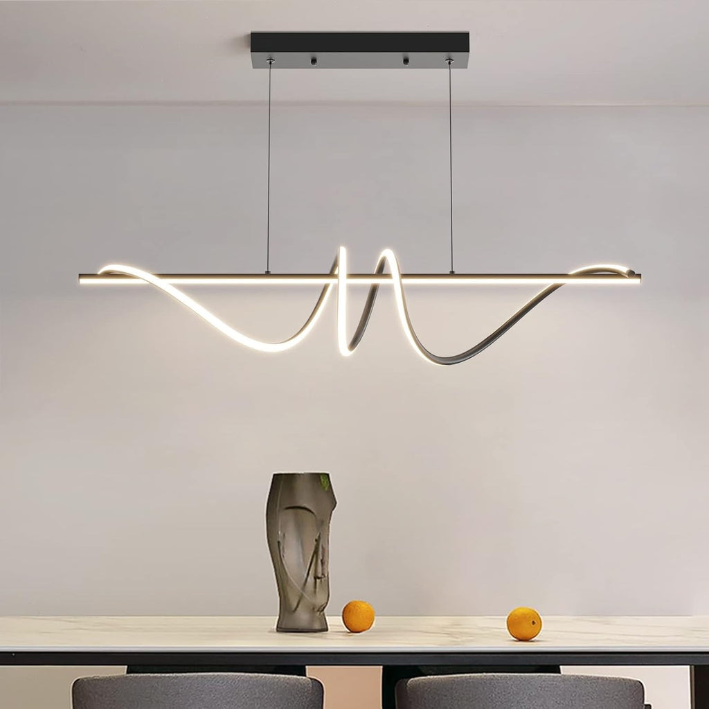 Mikeru 120cm Black Spiral LED Pendant Light Modern Dining Table Lighting Dimmabl