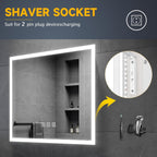 ELEGANT LED Bathroom Mirror Bluetooth Shaver Socket Demister 600x500mm