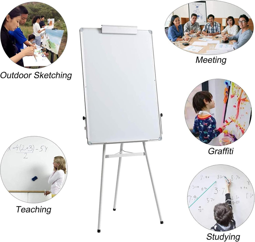 Magnetic Whiteboard Stand 90x60cm Portable Tripod Flipchart Easel White
