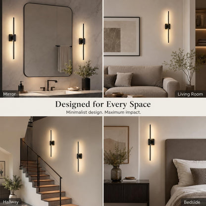 Rechargeable Wall Light Sconce Wireless 60cm Black 10000mAh Remote 360° Dimmable