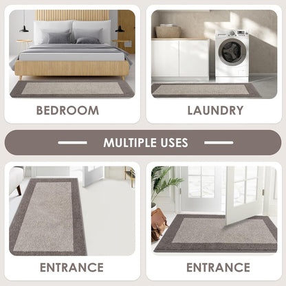 Door Mat Dirt Trapper 80x120cm Non Slip Washable Absorbent Indoor Rug Beige