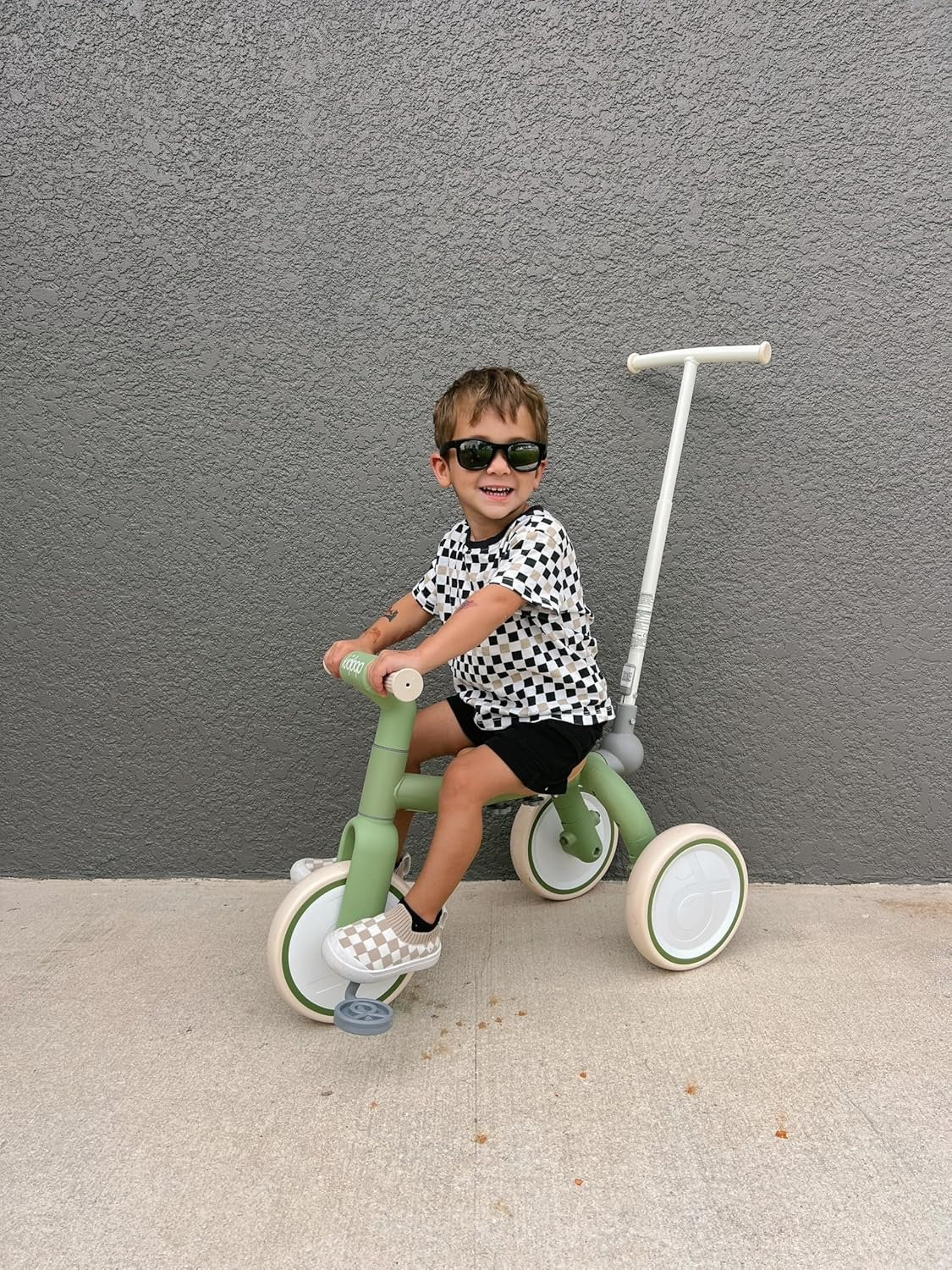 Kids Tricycle Stroller Balance Bike 3in1 Pedal Ride On Toddler Green 1-4yrs