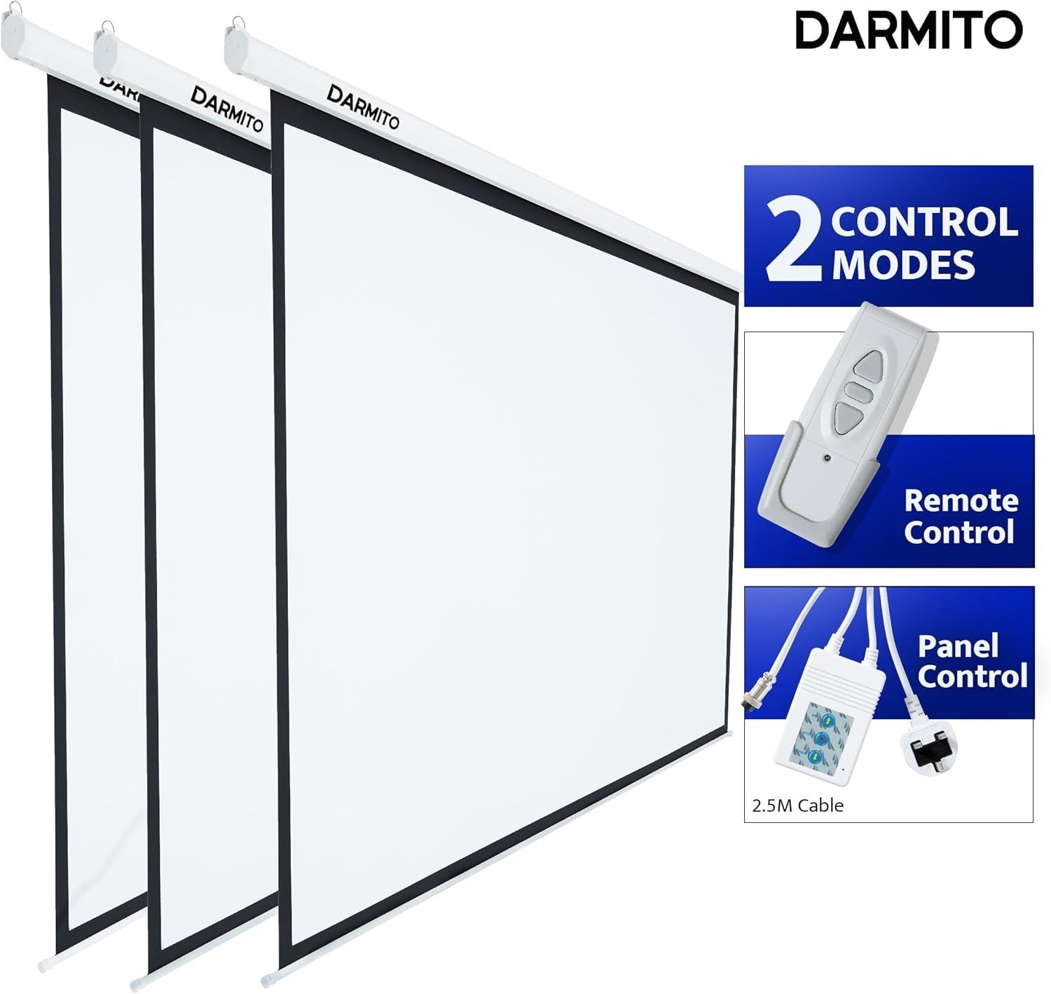 Darmito 100" 4:3 Motorised Projector Screen HD 3D 4K 8K +1.2 Gain with Remote