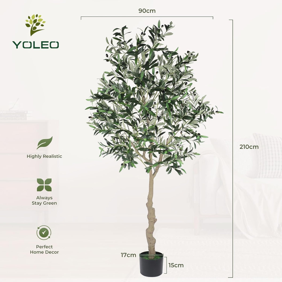 Artificial Olive Tree 7FT Faux Silk Lifelike Plant Indoor Living Room Bedroom
