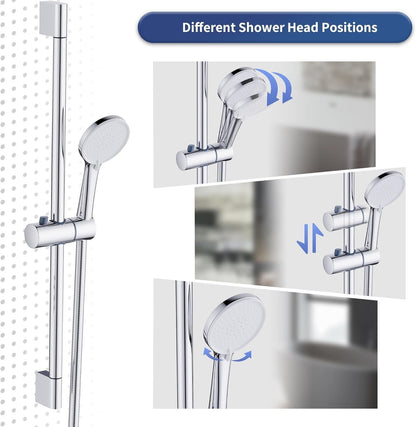 Thermostatic Bath Shower Mixer Tap Set Chrome Riser Rail Hose Hand Shower