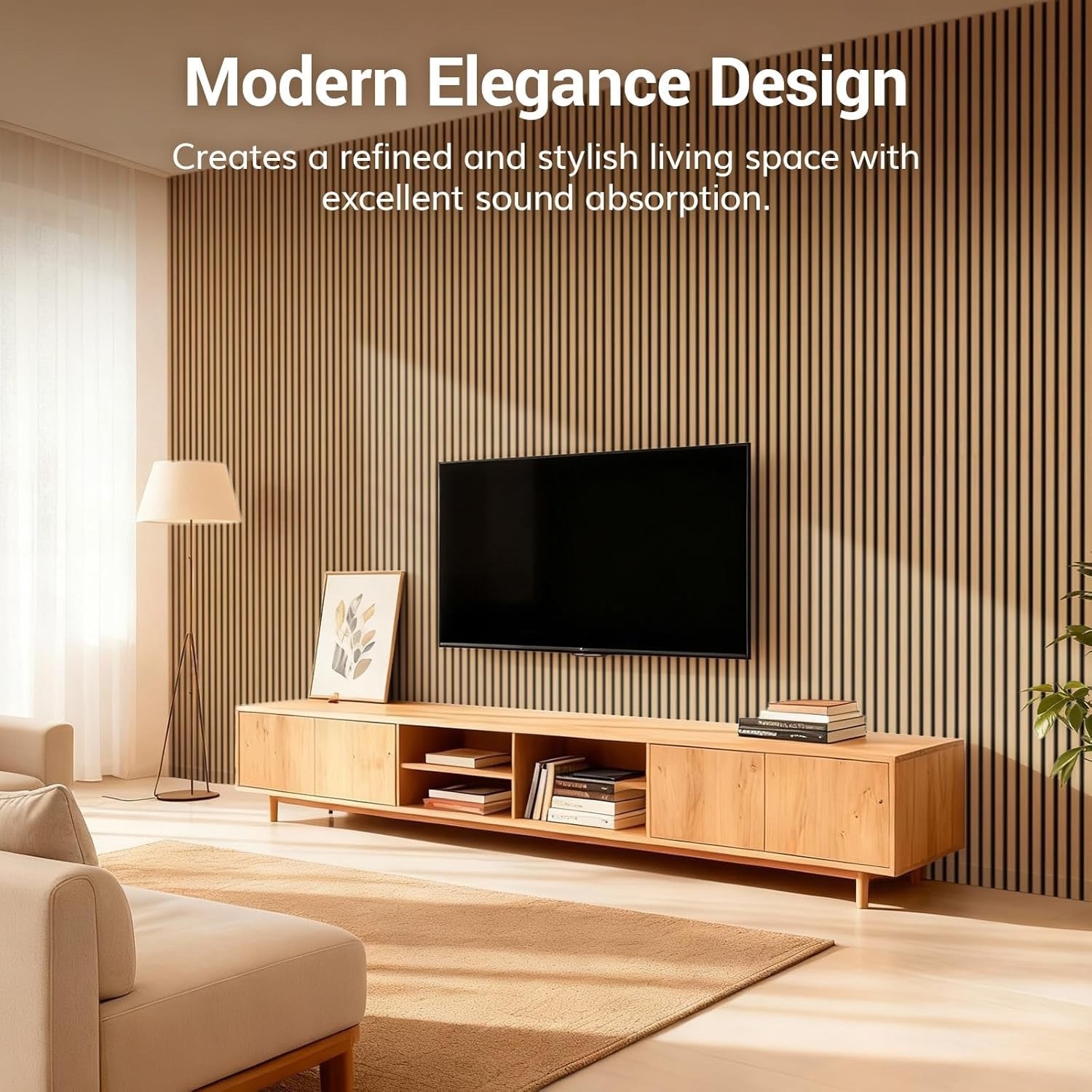 Acoustic Wood Wall Panels 4 Pack 120x60cm Natural Oak Slat Soundproof Decor
