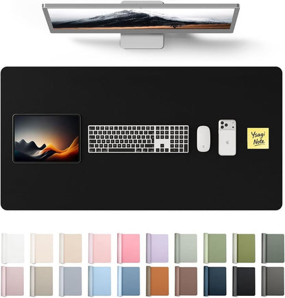 Desk Mat Mouse Pad Large 100x50cm Black Faux Leather Waterproof Non Slip