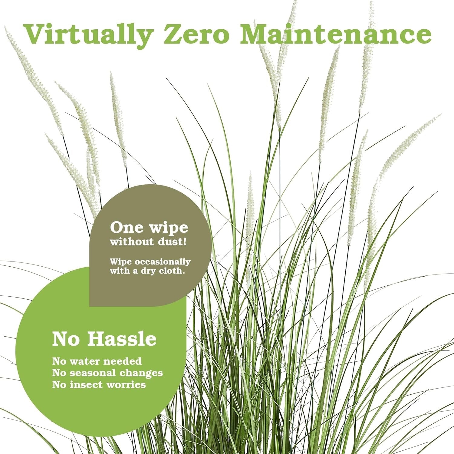 3ft Artificial White Foxtail Grass Plants 2 Pack Faux Potted Indoor Decor