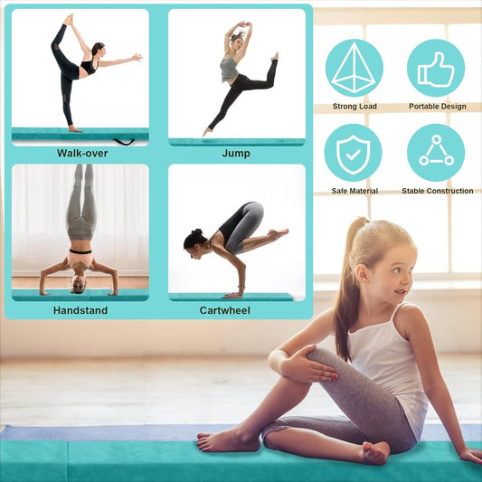 Foldable Gymnastics Balance Beam Kids Floor Training Beam Carry Handle 240 cm