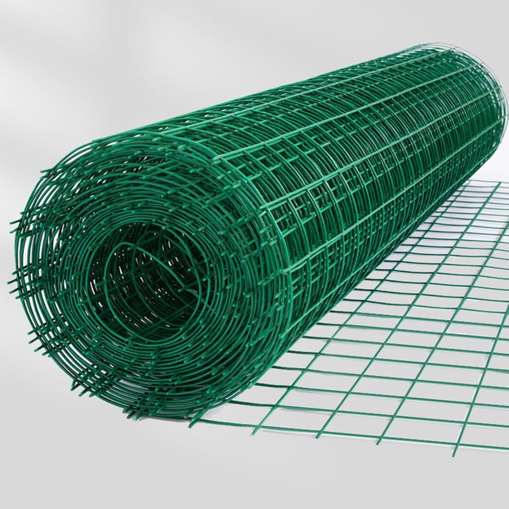 1M x 30M Green PVC Coated Wire Mesh Fence Roll 6x6cm Poultry Chicken Garden Net