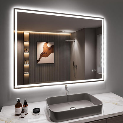 LED Bathroom Mirror Bluetooth Speaker Shaver Socket Anti Fog 50x70cm Dimmable