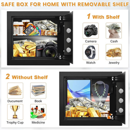 Digital Safe Box 34L Home Security Fireproof Money Bag Removable Shelf Black