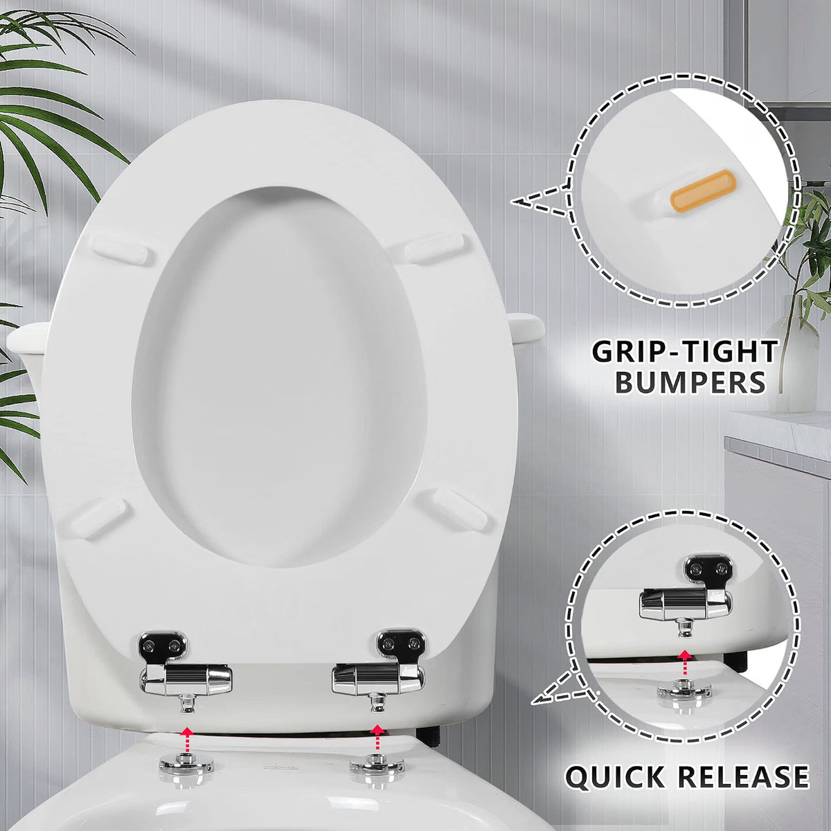 Toilet Seat Wooden Soft Close White Oval 43x37cm Antibacterial Quick Release
