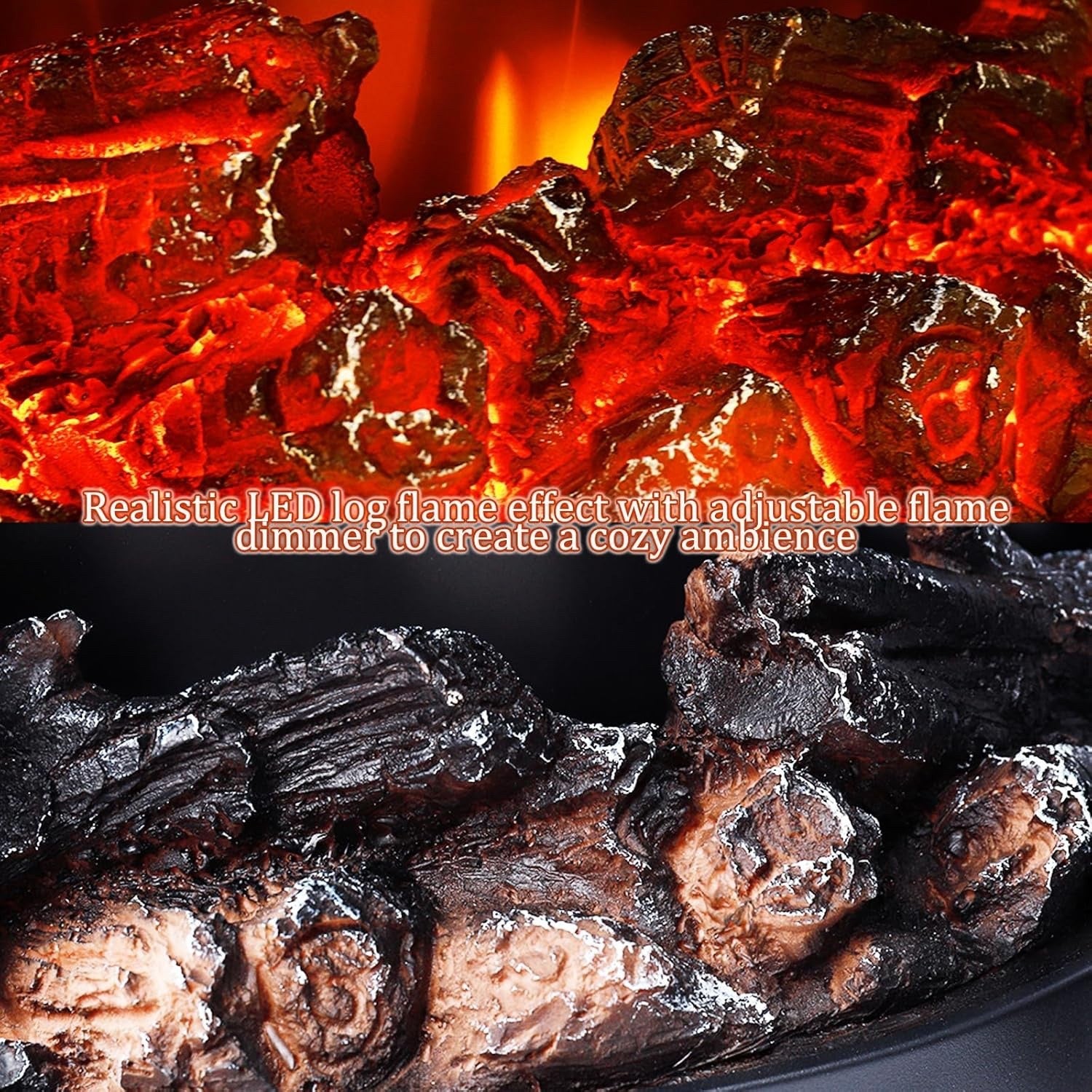 INMOZATA Electric Stove Heater 1800W with LED Log Flame Effect & Thermostat