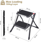 2 Step Folding Ladder Double Sided Step Stool w Handle Large Platform