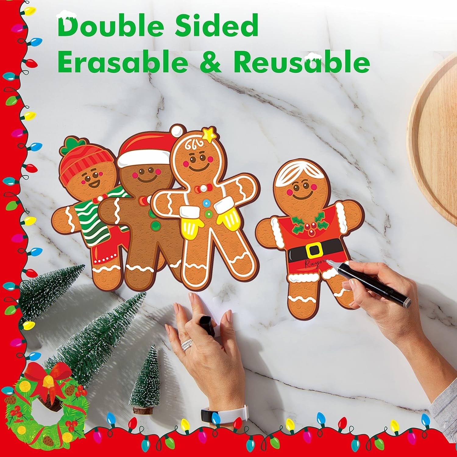 40 PCS Gingerbread Man Cutouts Double Sided Printing Large Christmas Decoration