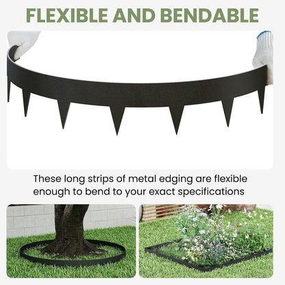 Garden Edging 10 Pack 10m x 11.4cm Black Steel Lawn Border Landscape Strip Kit