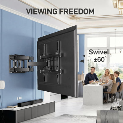 TV Wall Mount Bracket Full Motion 37-85in Swivel Tilt VESA 600x400 60kg Black