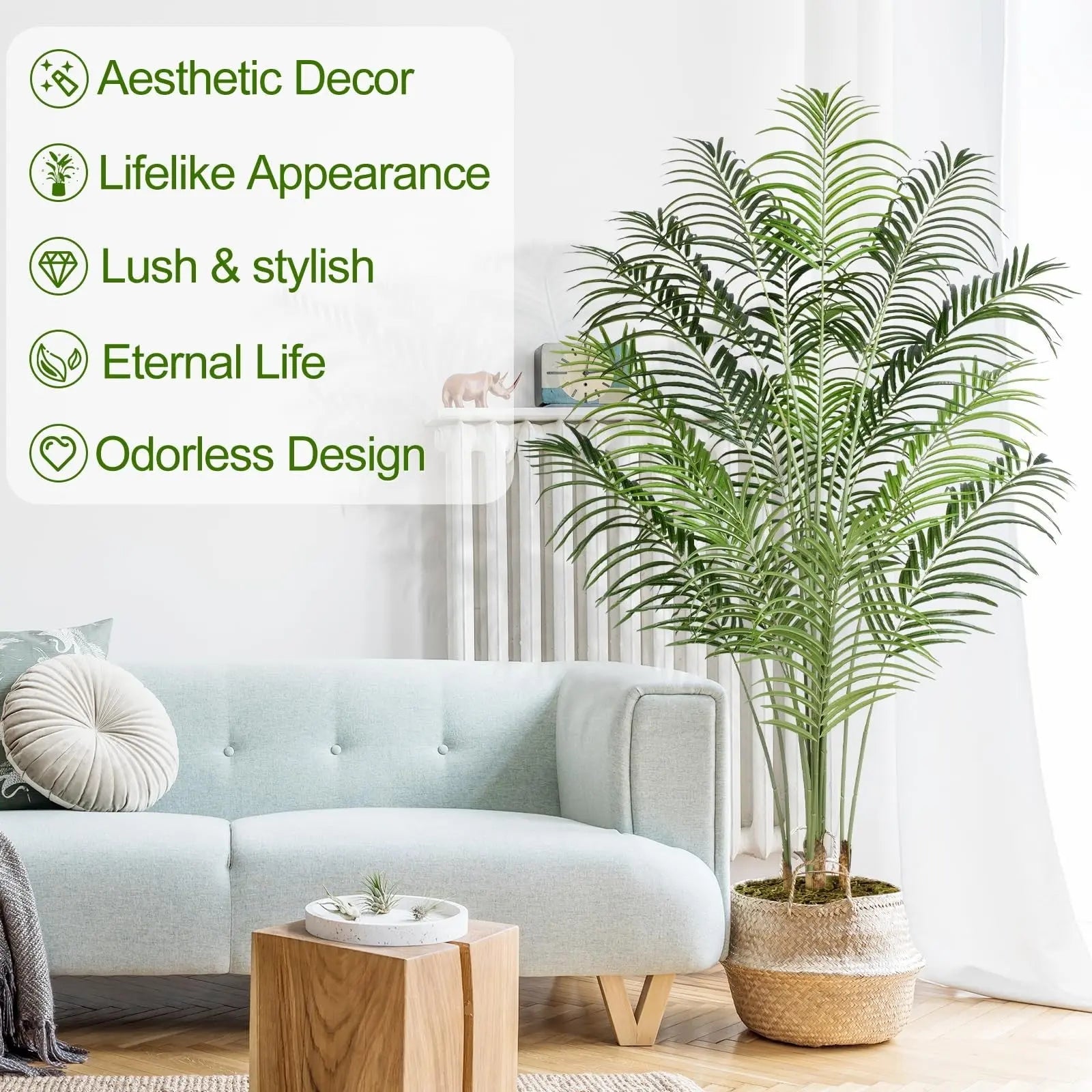 Keeplush Artificial Palm Tree 200cm Tall Fake Palm Tree Indoor Decor
