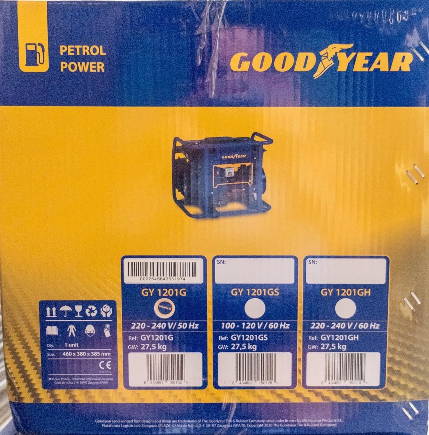 Goodyear generator 94 cm3  4t OHV 2.5 HP petrol. 1000 W 230 V AVR