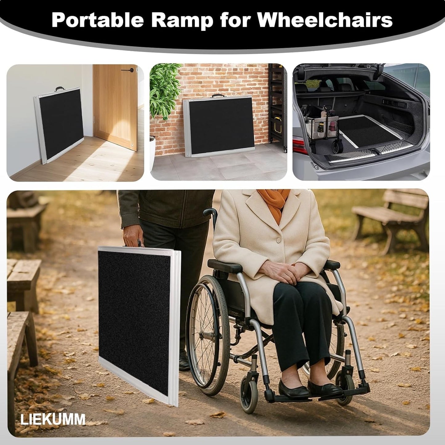 91cm Portable Wheelchair Ramp Aluminium Non Slip 300kg Threshold Door Ramp