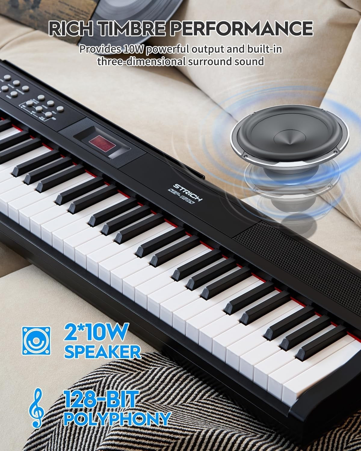 Digital Piano Keyboard 88 Keys Semi Weighted Electric Stand Sustain Pedal USB