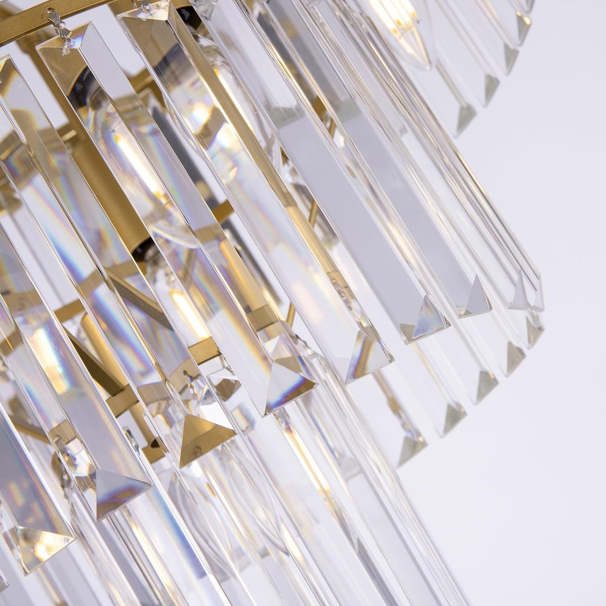 Crystal Chandelier Ceiling Light Gold 3 Tier 7 Lamp Modern Hanging Pendant 20"