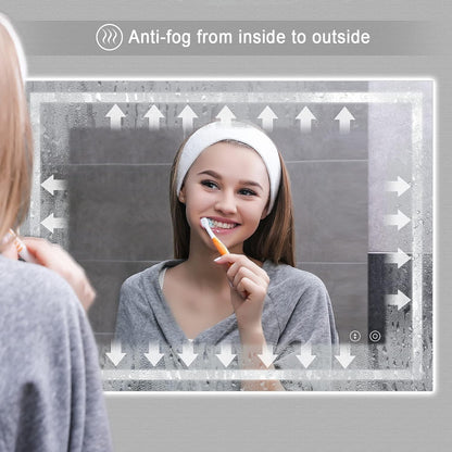 LED Bathroom Mirror 500x700mm Backlit Dimmable 3 Color Demister Wall Mount