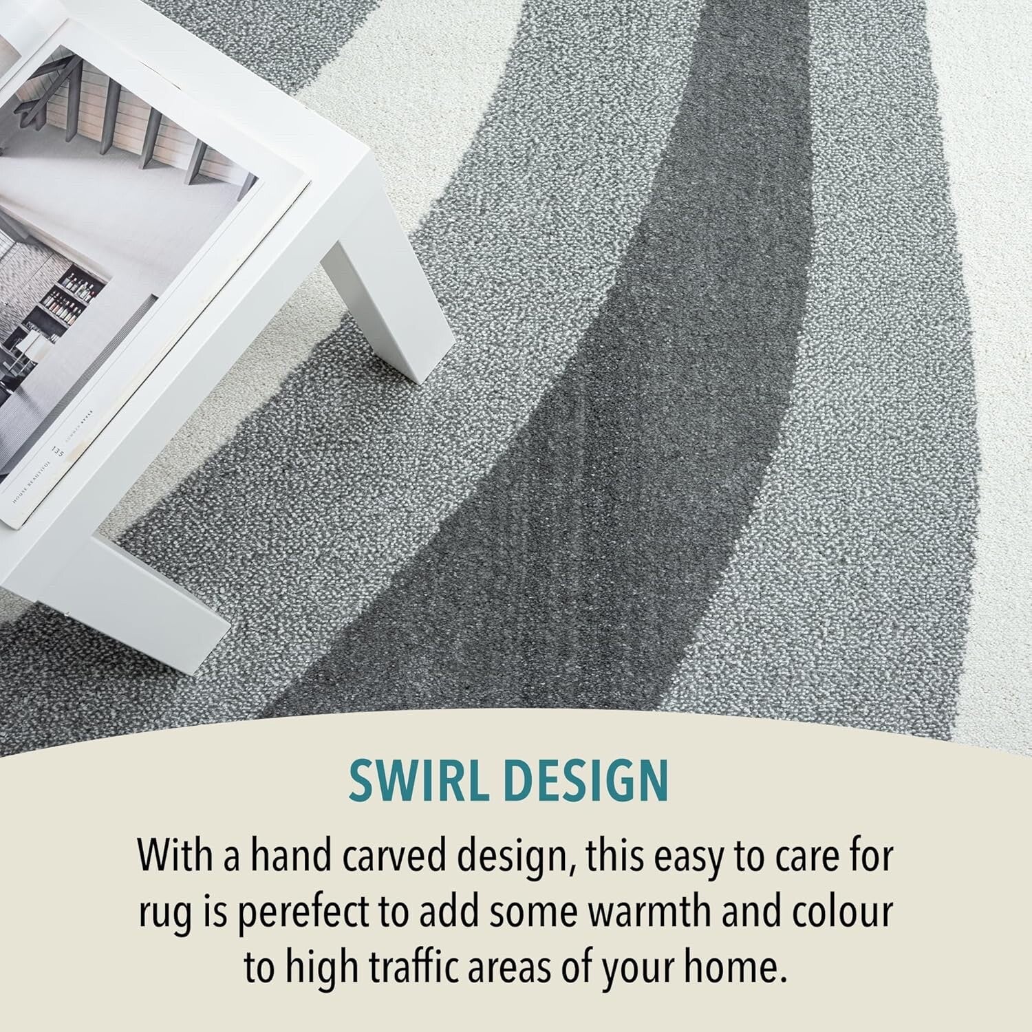 Rugs and More Swirl Large Area Rug Short Pile Vibrant Patterned Carpet 200x290cm