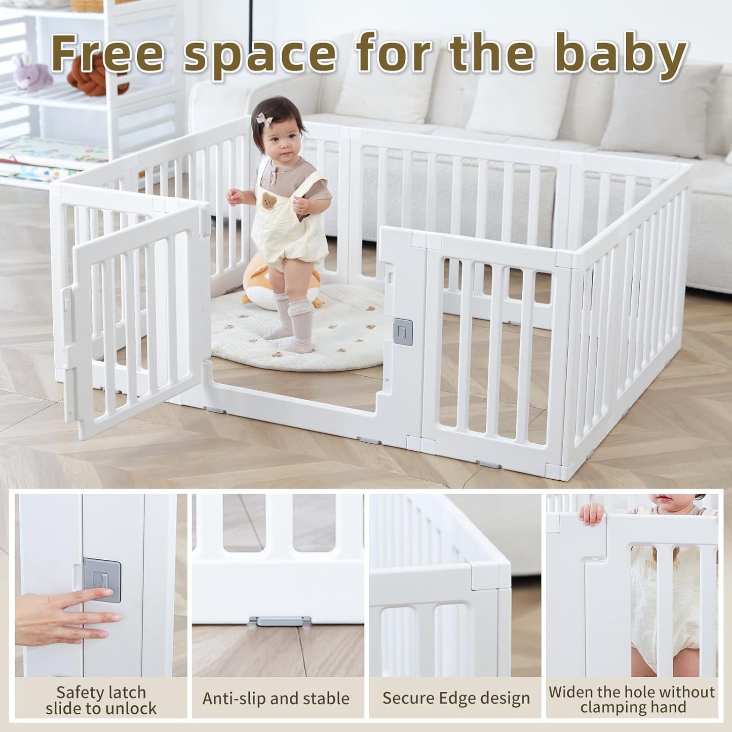Baby Playpen 150x110x60cm Toddler Safety Activity Centre Indoor Outdoor White