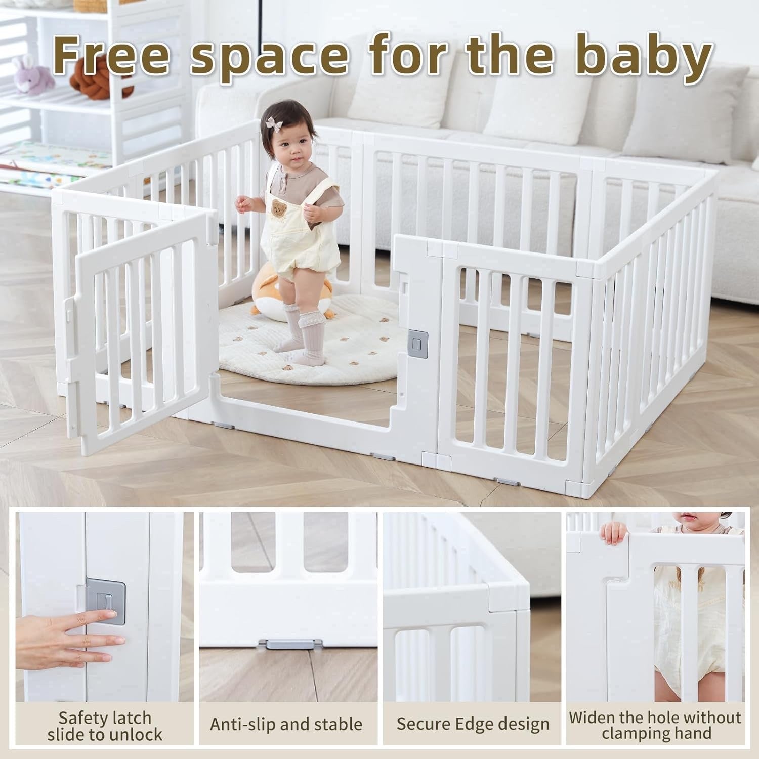 Baby Playpen 150x110x60cm Toddler Safety Activity Centre Indoor Outdoor White