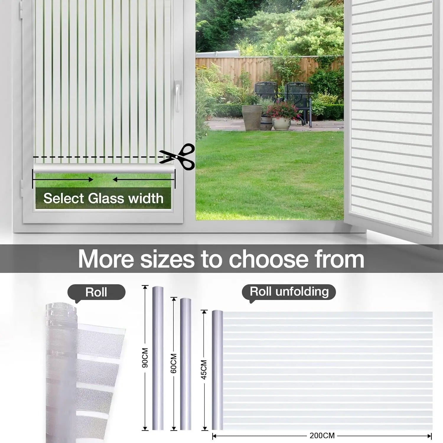 Lifetree Window Film Privacy Frosted Stripe Patterns (Various Sizes) LifeTree