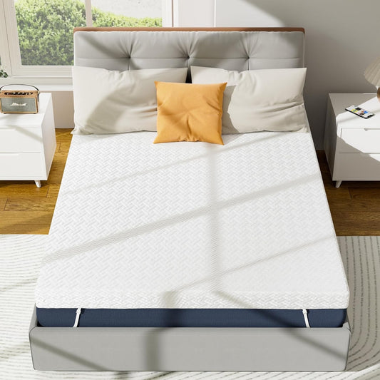 Fijinhom 3 Inch Memory Foam Mattress Topper Super King Bed Washable 180x200cm