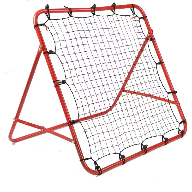 100x100cm Football Rebounder Net Adjustable Angle Steel Frame Training Red
