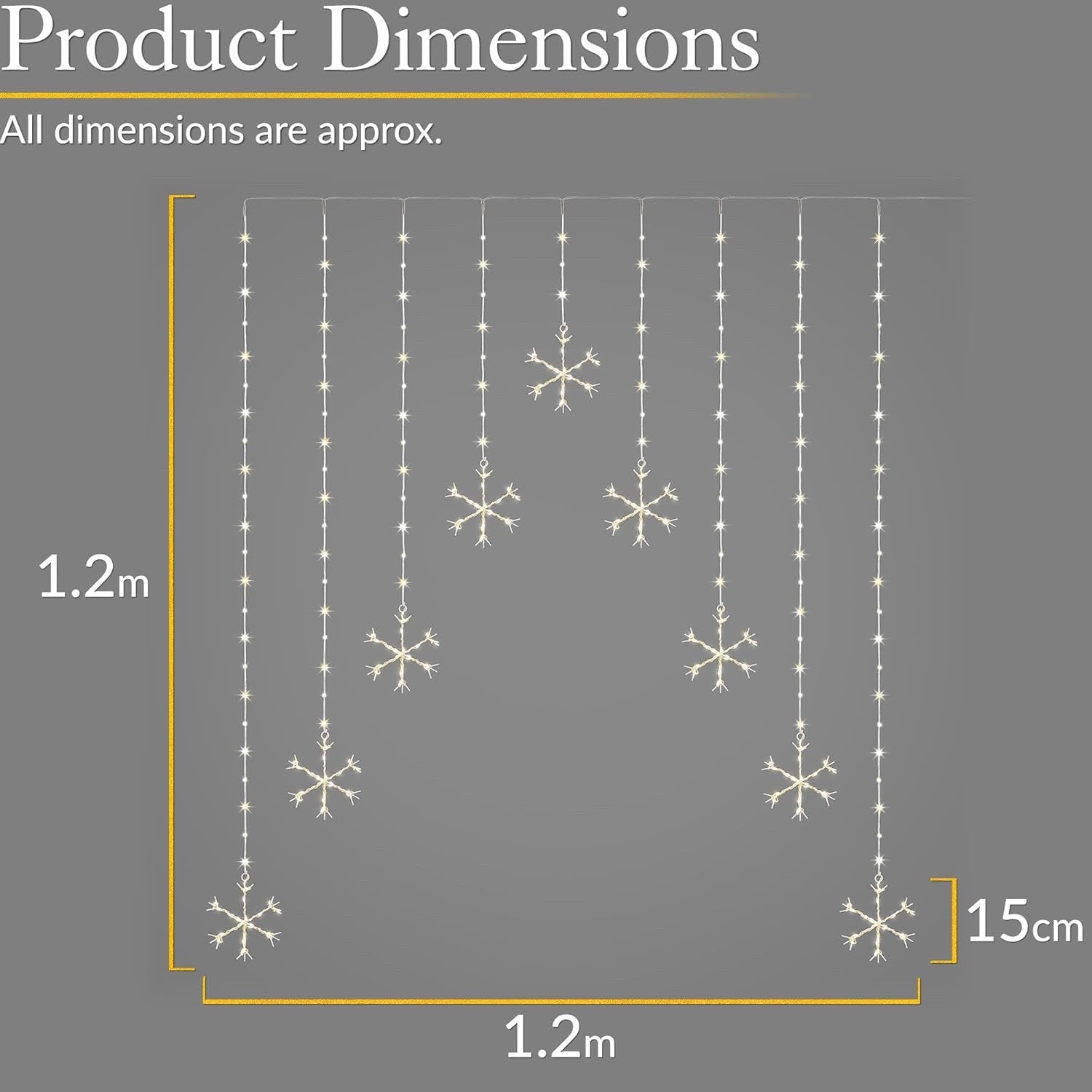 Christmas Curtain Lights Snowflake 325 LED Warm White Window Indoor Outdoor