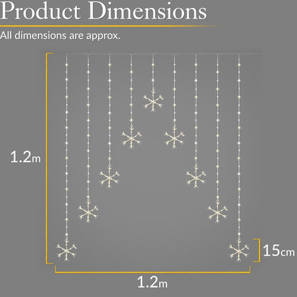 Christmas Curtain Lights Snowflake 325 LED Warm White Window Indoor Outdoor