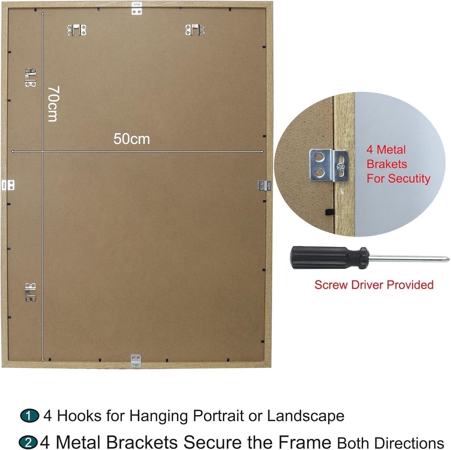 Picture Frame Set 50x70cm Wooden 3 Pack Poster Photo Mount Wall Hanging Oak