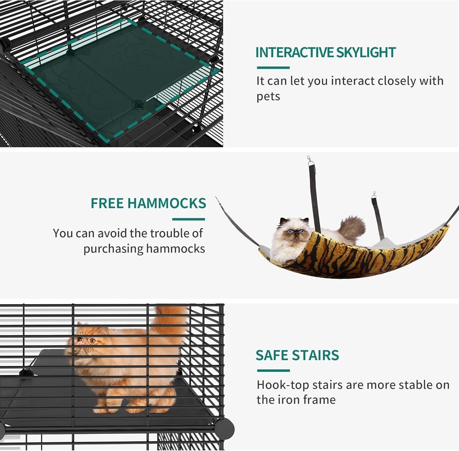 Cat Cage Playpen Indoor 3 Tier Hammock Rabbit Chinchilla Pet Enclosure Black