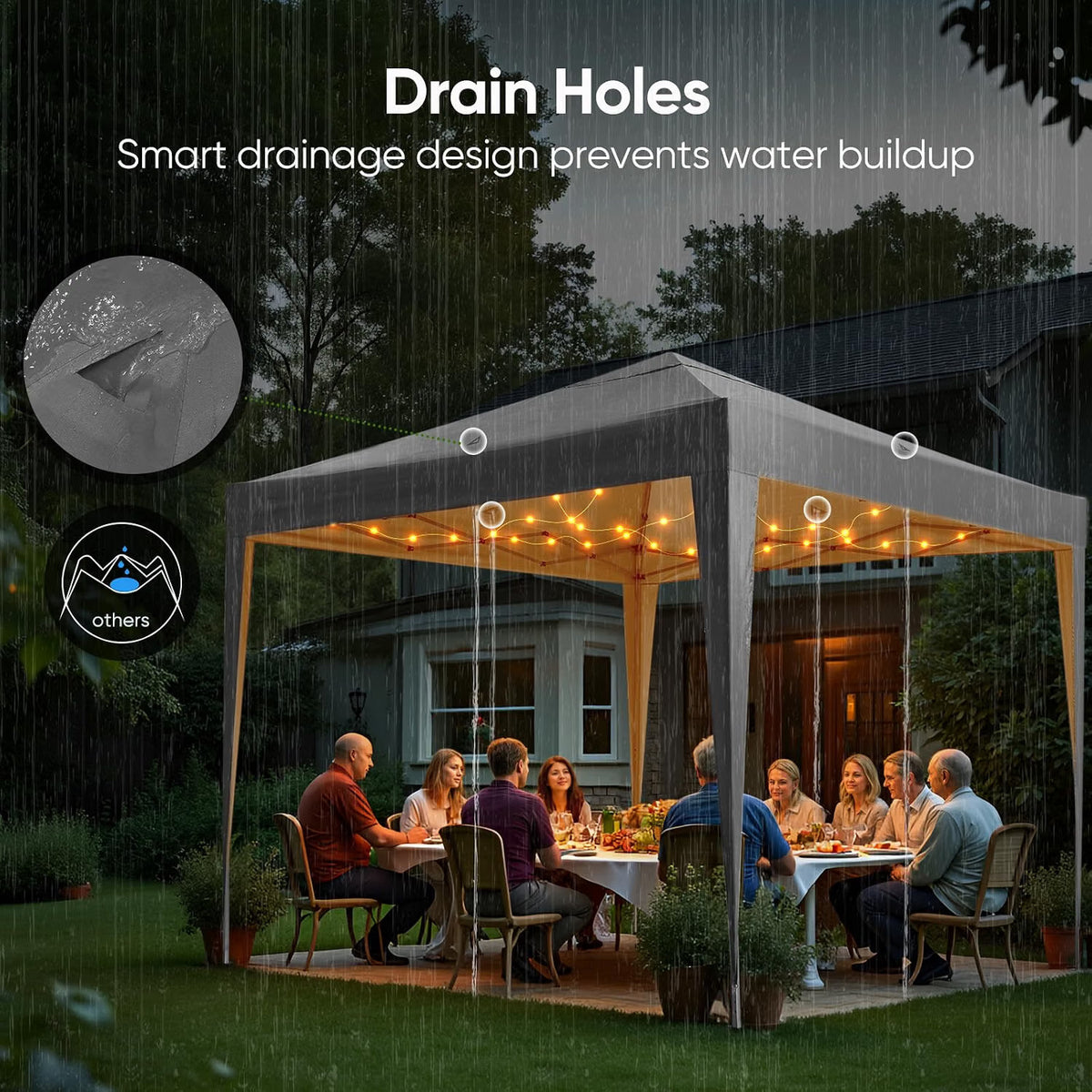 Pop Up Gazebo 2.5x2.5m Portable Waterproof Canopy Grey Carry Bag UV50 Festivals