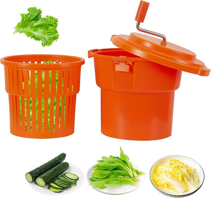 Commercial Salad Spinner Dryer 20L 5 Gal Manual Lettuce Vegetable Drainer Orange