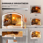 80x60cm Arch LED Vanity Mirror 10X Magnify 3 Color Dimmable USB Makeup