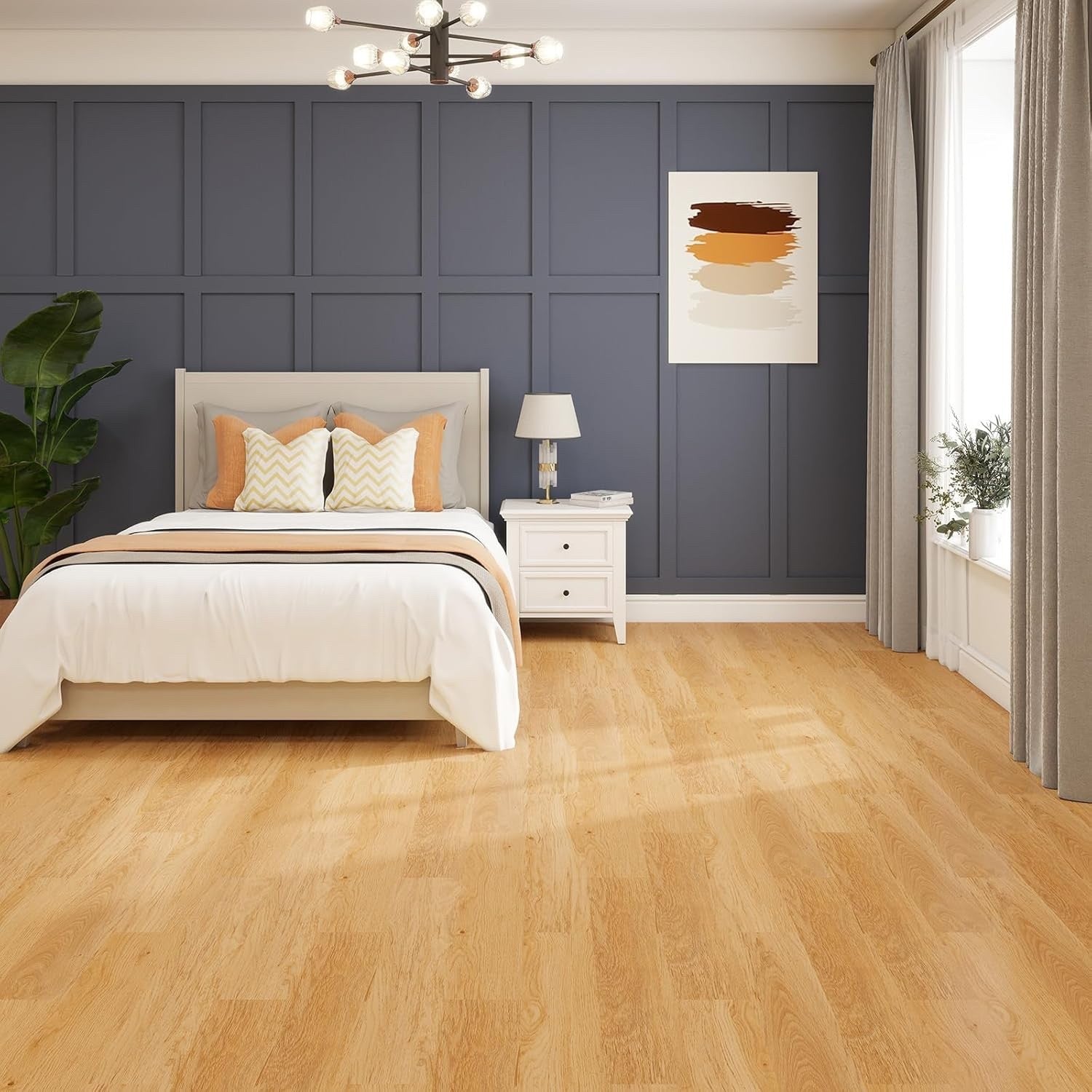 Honey Oak Vinyl Flooring Planks 36 Pack Peel Stick Wood Effect Floor Tiles DIY