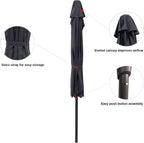 2.75m Half Round Wall Parasol Garden Patio Umbrella Crank Tilt UV Black