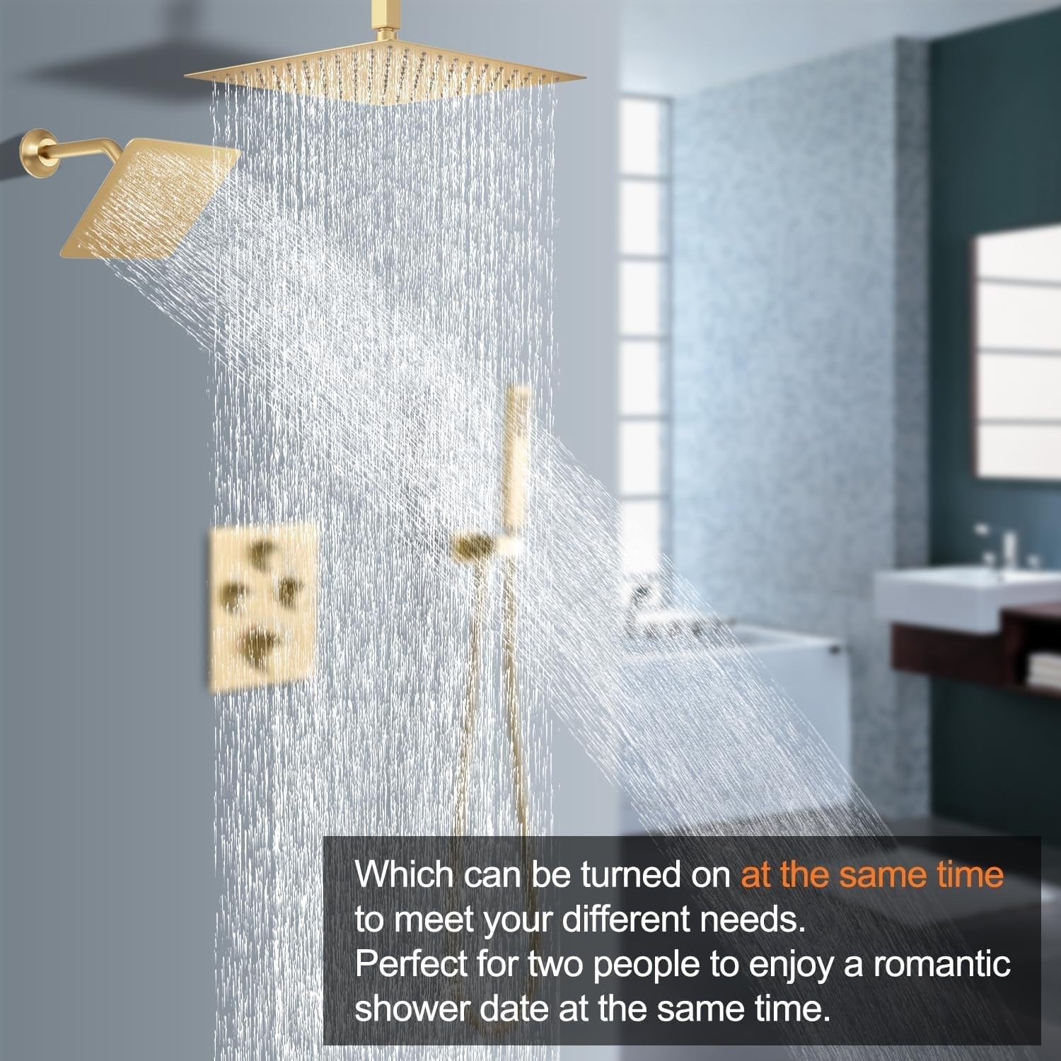 Concealed Rainfall Shower Thermostatic Mixer Valve System Simultaneous Operation