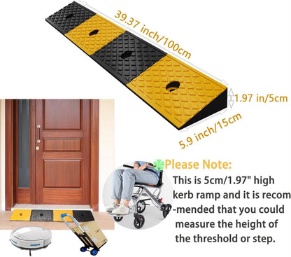 Kerb Ramp Rubber Threshold Wheelchair 100x15x5cm 5cm Rise Non Slip Fixing Bolts