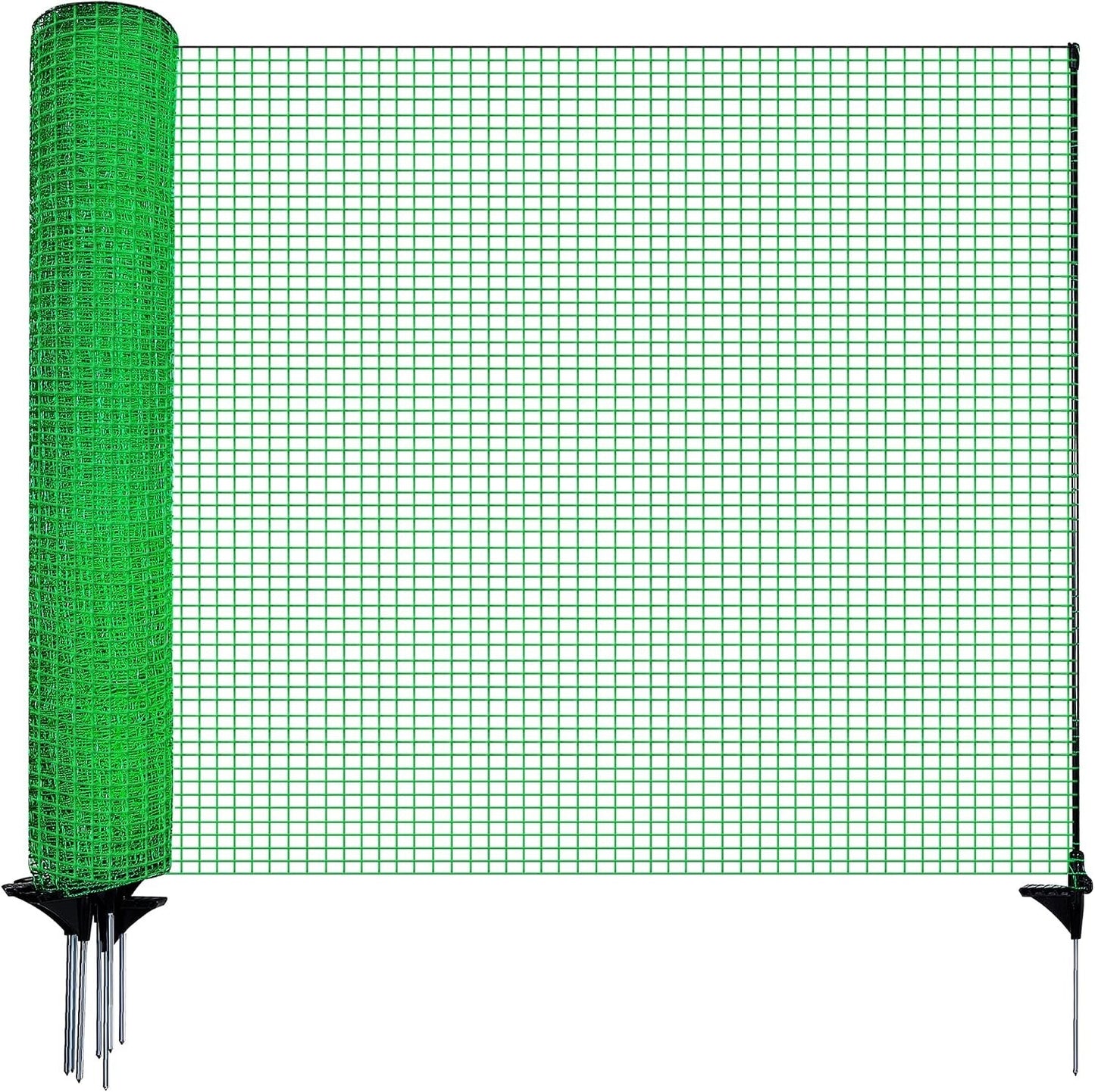 Garden Barrier Fencing Mesh 15m x 0.9m Green Temporary Fence 9 Pins Pet Poultry