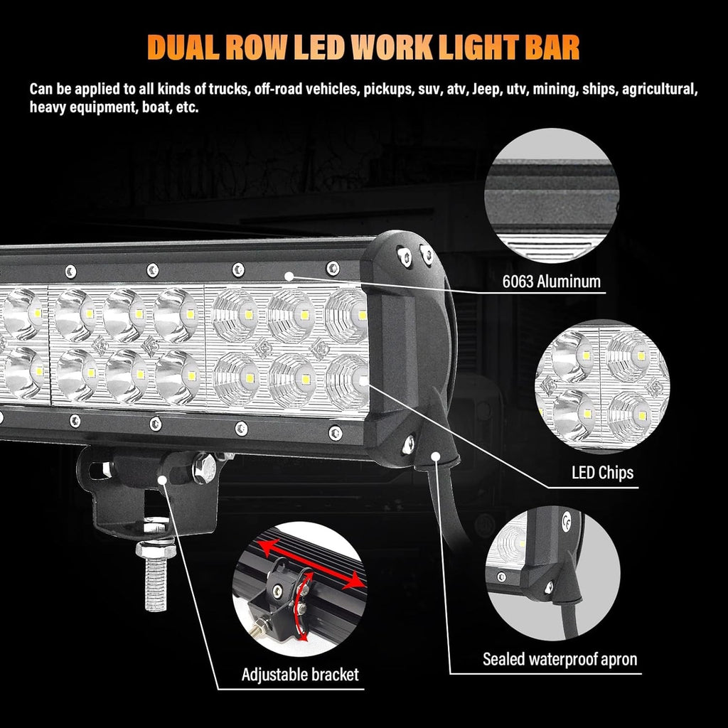 44in 288W LED Work Light Bar Spot Flood Combo 12V 24V Offroad 6000K IP67