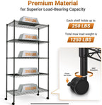 Simple Deluxe 5-Shelf Heavy Duty Storage Shelving Unit, With Height Adjustable S
